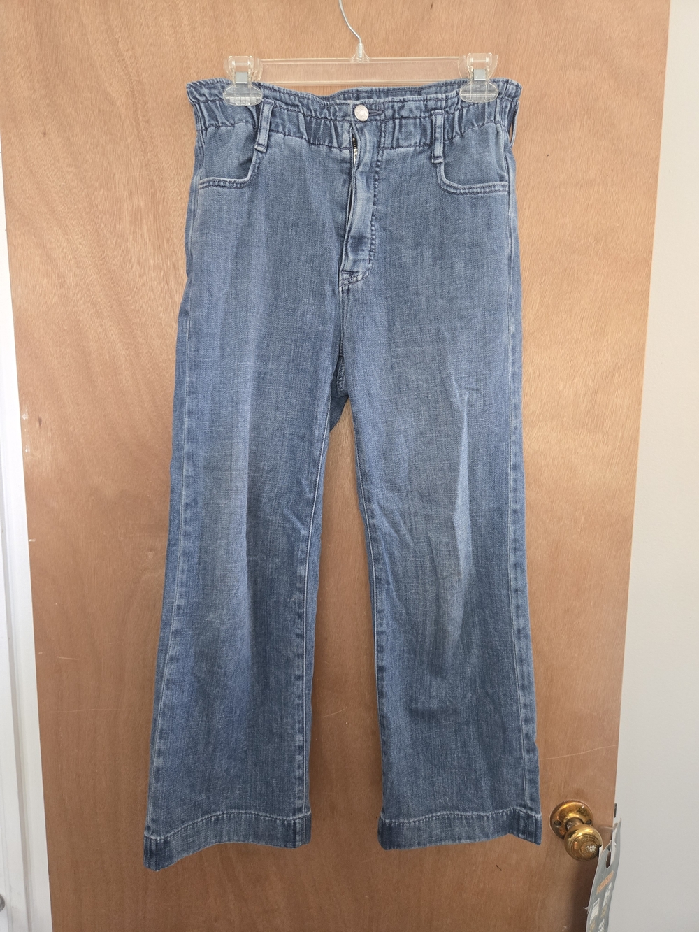 J. Crew Light Wash Wide-Leg Jeans with Elastic Waist